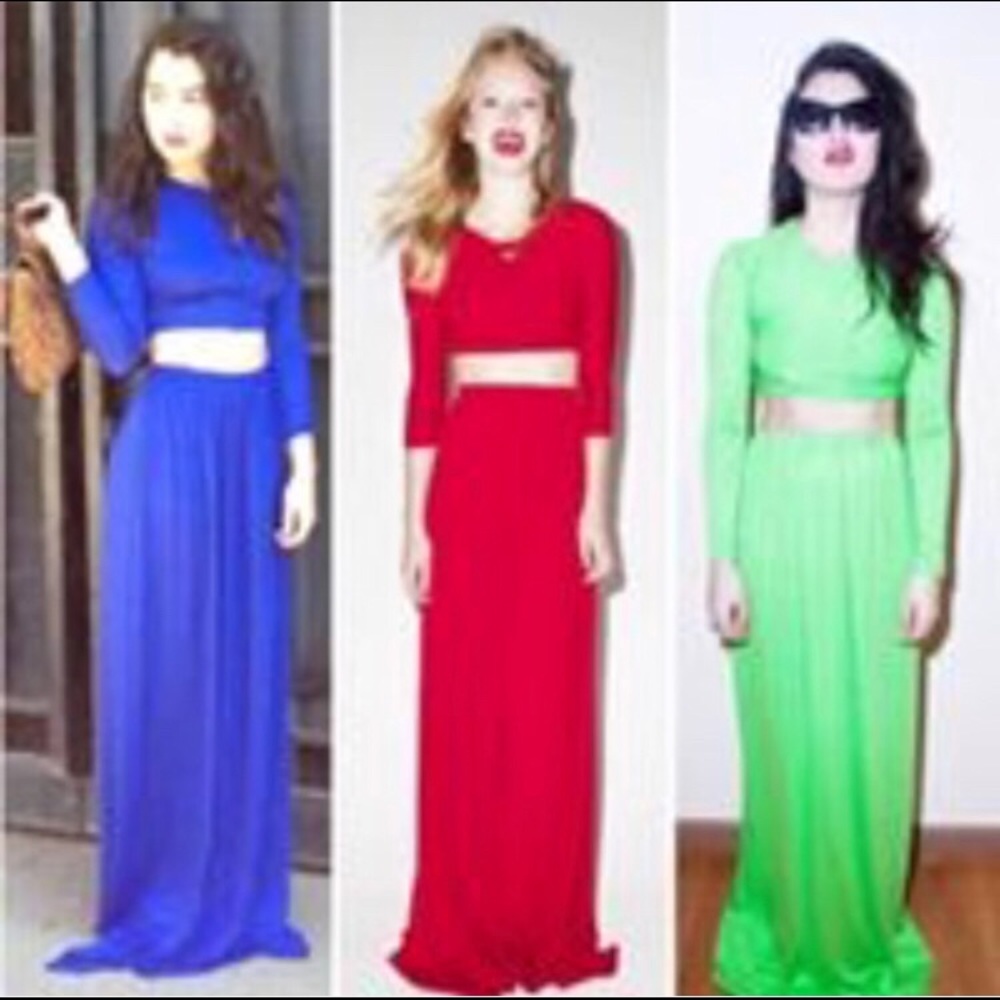 Blue Crop top, maxi skirt set